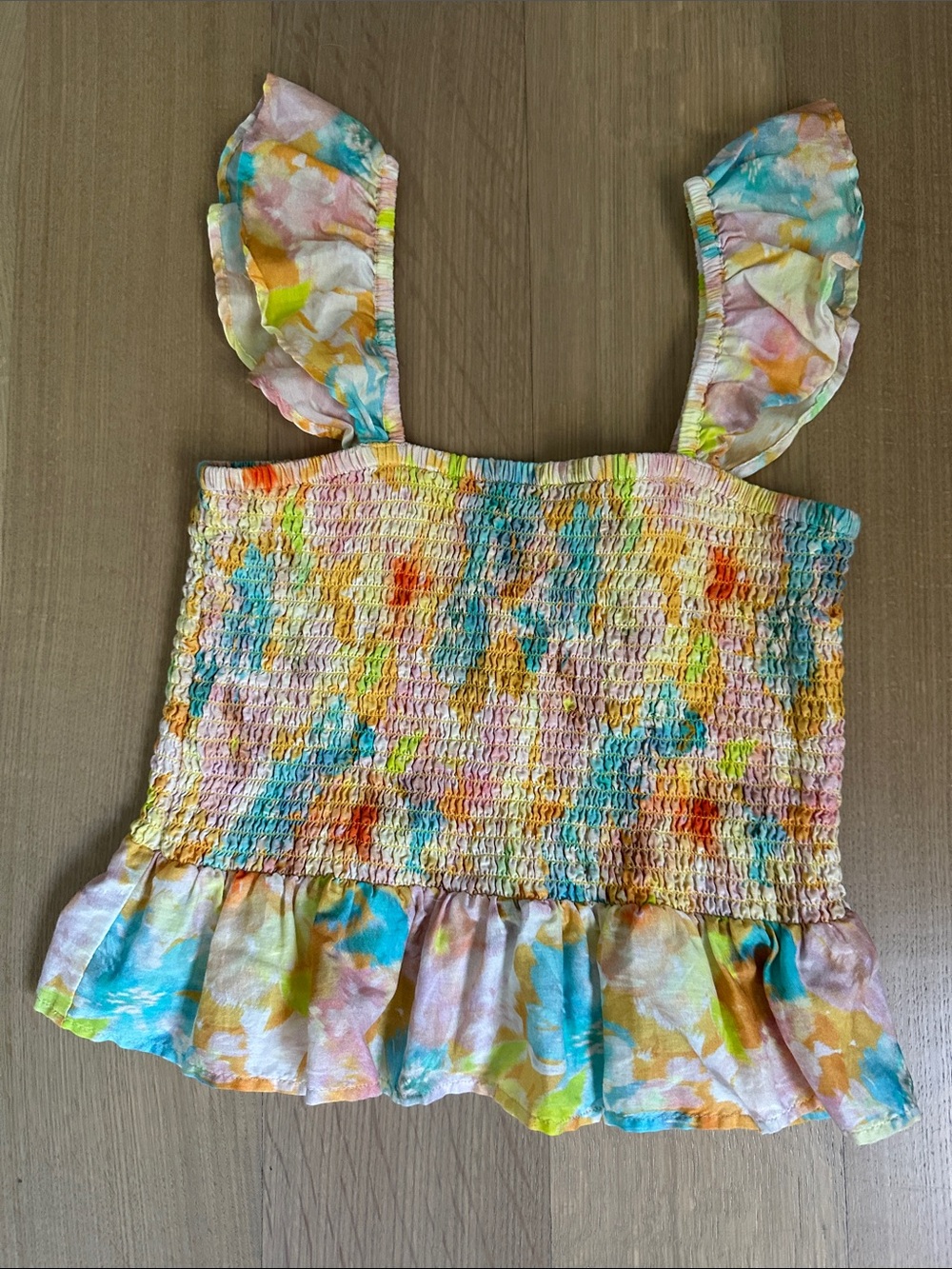 Roller Rabbit Multicolor Smocked Ruffle Tank